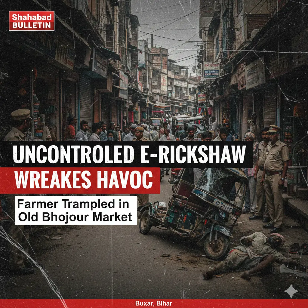 पुराना भोजपुर बाजार में बेकाबू ई-रिक्शा का आतंक: खेत जा रहे किसान को रौंदा, हालत गंभीर