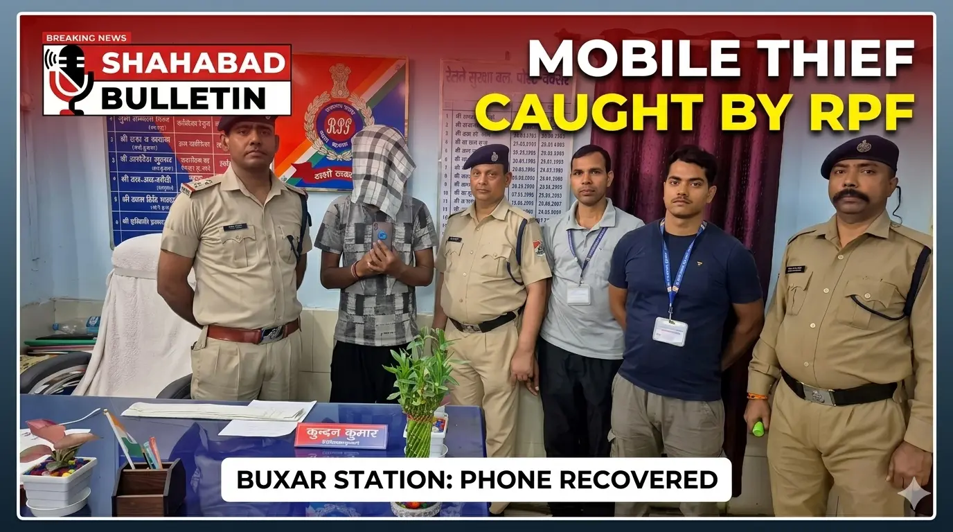 बक्सर रेलवे स्टेशन पर मोबाइल चोर गिरफ्तार: आरपीएफ ने ‘ऑपरेशन यात्री सुरक्षा’ के तहत दबोचा, चोरी का स्मार्टफोन बरामद